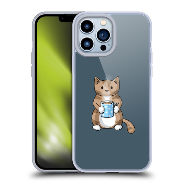 Beth Wilson Doodlecats Coffee Drinking Soft Gel Case for Apple iPhone 13 Pro Max