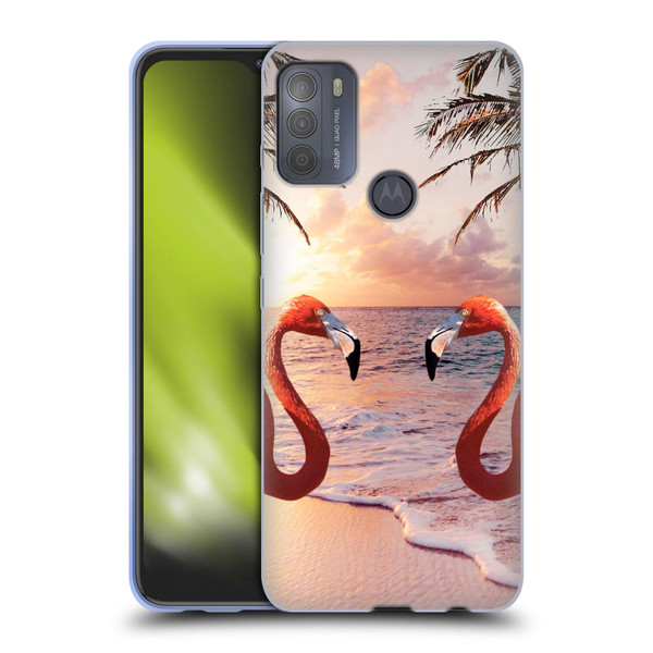 Random Galaxy Mixed Designs Flamingos & Palm Trees Soft Gel Case for Motorola Moto G50