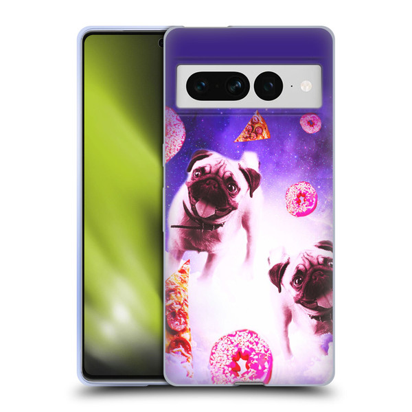 Random Galaxy Mixed Designs Pugs Pizza & Donut Soft Gel Case for Google Pixel 7 Pro