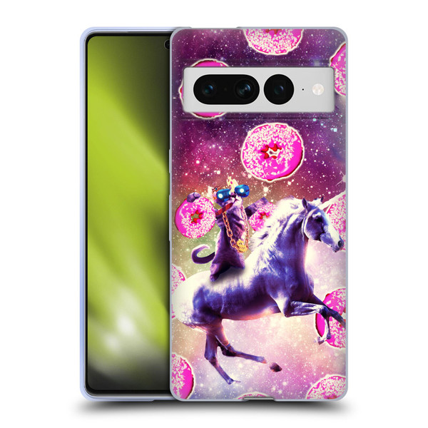 Random Galaxy Mixed Designs Thug Cat Riding Unicorn Soft Gel Case for Google Pixel 7 Pro