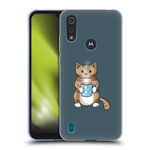 Beth Wilson Doodlecats Coffee Drinking Soft Gel Case for Motorola Moto E6s (2020)