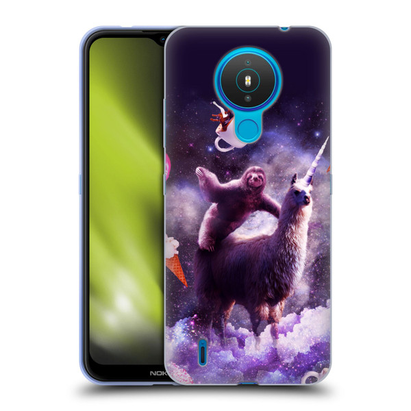 Random Galaxy Mixed Designs Sloth Riding Unicorn Soft Gel Case for Nokia 1.4
