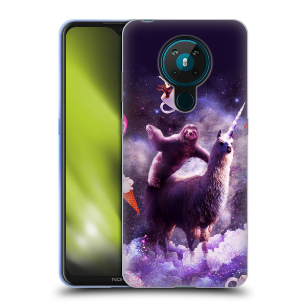 Random Galaxy Mixed Designs Sloth Riding Unicorn Soft Gel Case for Nokia 5.3