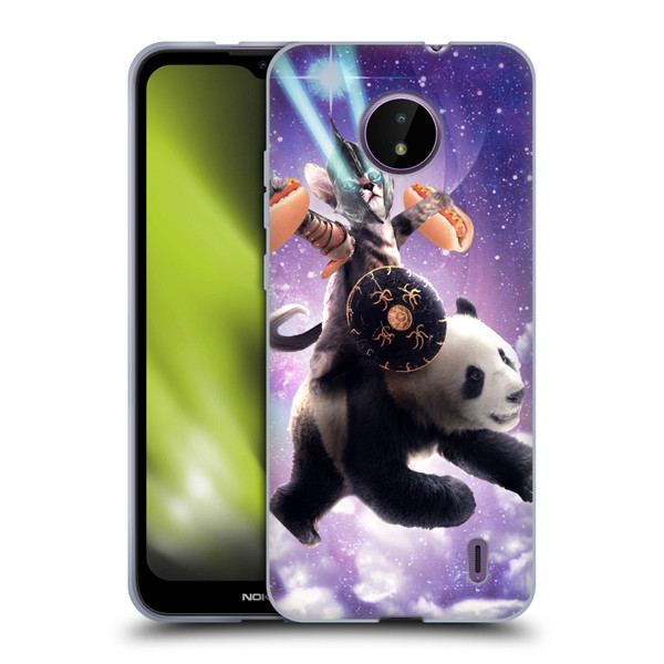 Random Galaxy Mixed Designs Warrior Cat Riding Panda Soft Gel Case for Nokia C10 / C20