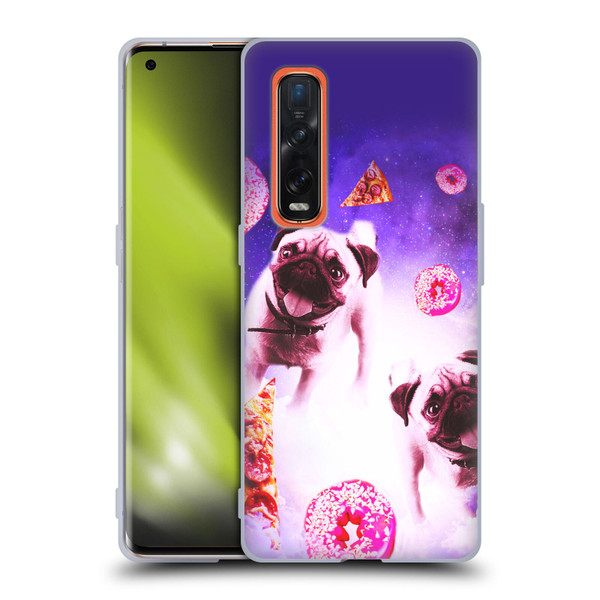 Random Galaxy Mixed Designs Pugs Pizza & Donut Soft Gel Case for OPPO Find X2 Pro 5G