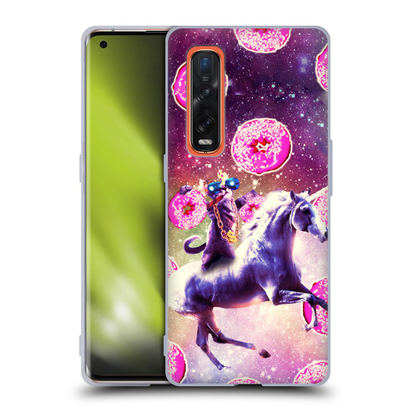Random Galaxy Mixed Designs Thug Cat Riding Unicorn Soft Gel Case for OPPO Find X2 Pro 5G