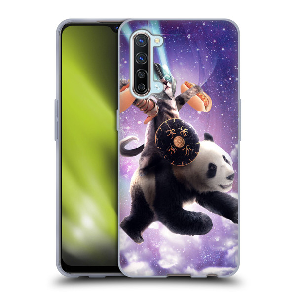 Random Galaxy Mixed Designs Warrior Cat Riding Panda Soft Gel Case for OPPO Find X2 Lite 5G