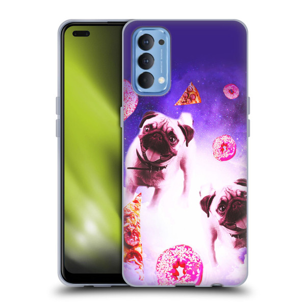 Random Galaxy Mixed Designs Pugs Pizza & Donut Soft Gel Case for OPPO Reno 4 5G