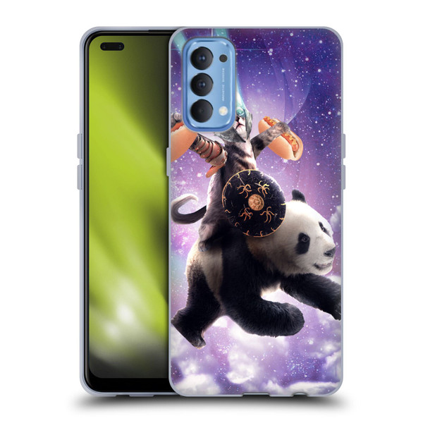 Random Galaxy Mixed Designs Warrior Cat Riding Panda Soft Gel Case for OPPO Reno 4 5G