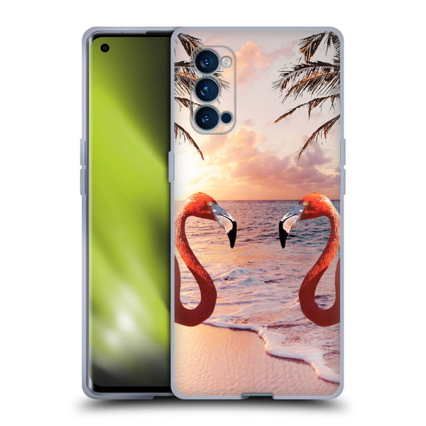 Random Galaxy Mixed Designs Flamingos & Palm Trees Soft Gel Case for OPPO Reno 4 Pro 5G