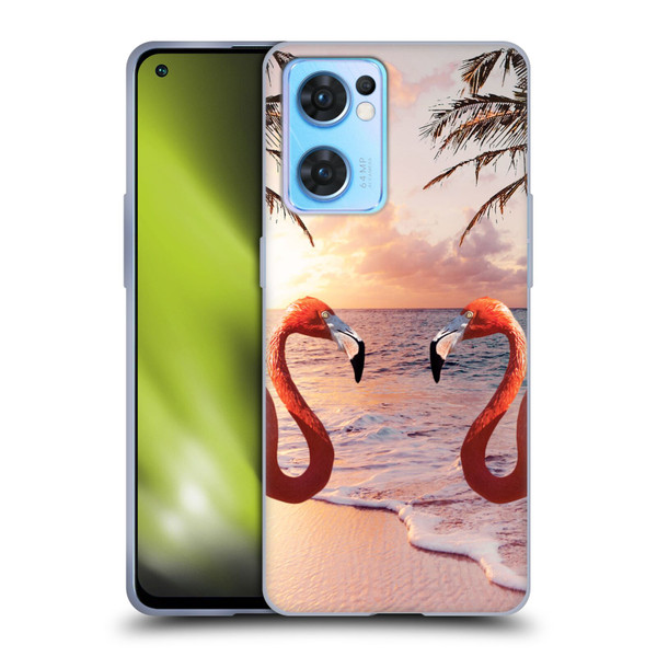 Random Galaxy Mixed Designs Flamingos & Palm Trees Soft Gel Case for OPPO Reno7 5G / Find X5 Lite