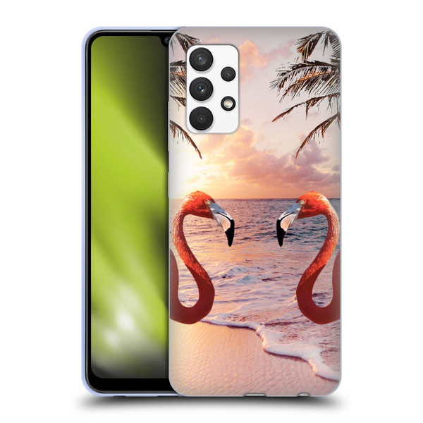 Random Galaxy Mixed Designs Flamingos & Palm Trees Soft Gel Case for Samsung Galaxy A32 (2021)