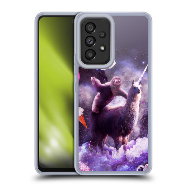 Random Galaxy Mixed Designs Sloth Riding Unicorn Soft Gel Case for Samsung Galaxy A53 5G (2022)