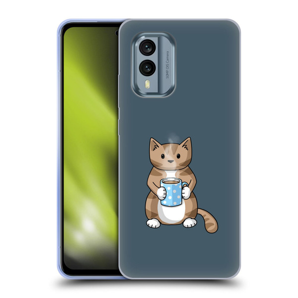 Beth Wilson Doodlecats Coffee Drinking Soft Gel Case for Nokia X30