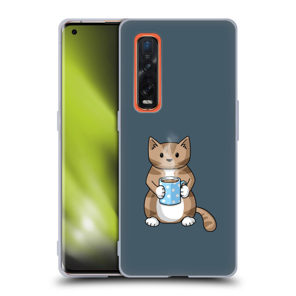 Beth Wilson Doodlecats Coffee Drinking Soft Gel Case for OPPO Find X2 Pro 5G