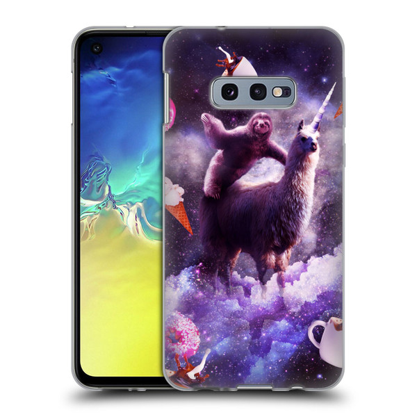 Random Galaxy Mixed Designs Sloth Riding Unicorn Soft Gel Case for Samsung Galaxy S10e