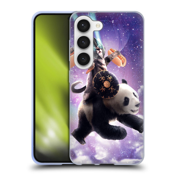 Random Galaxy Mixed Designs Warrior Cat Riding Panda Soft Gel Case for Samsung Galaxy S23 5G