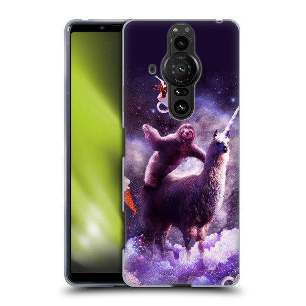 Random Galaxy Mixed Designs Sloth Riding Unicorn Soft Gel Case for Sony Xperia Pro-I
