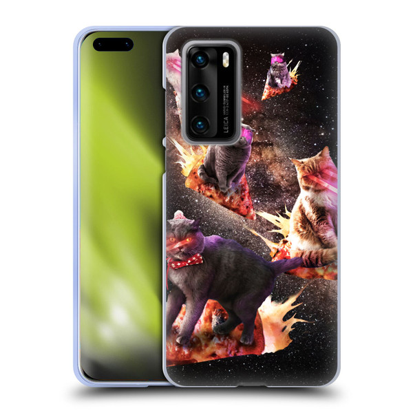 Random Galaxy Space Cat Fire Pizza Soft Gel Case for Huawei P40 5G