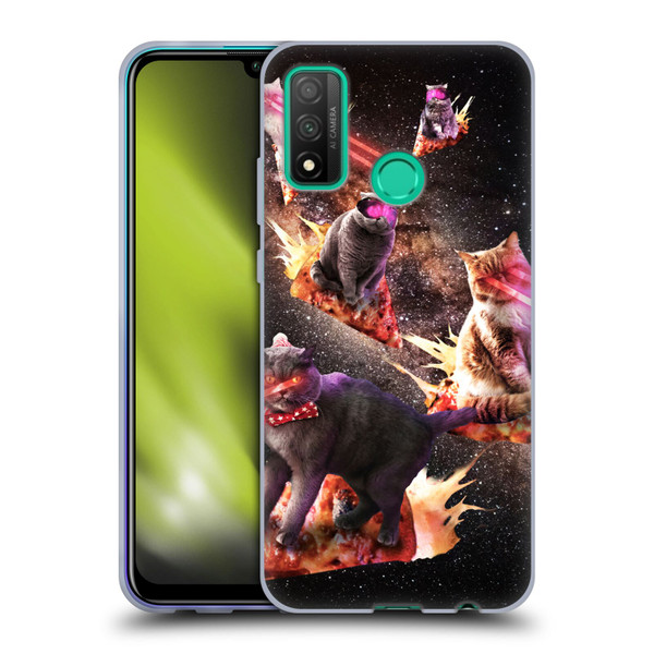 Random Galaxy Space Cat Fire Pizza Soft Gel Case for Huawei P Smart (2020)