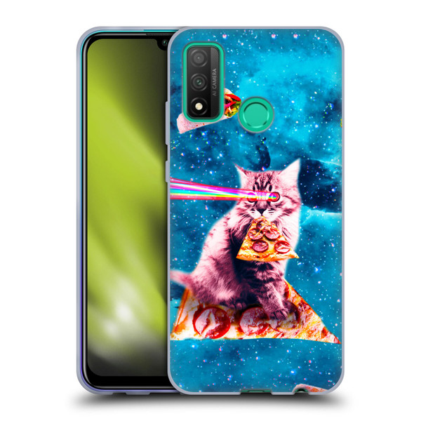 Random Galaxy Space Cat Lazer Eye & Pizza Soft Gel Case for Huawei P Smart (2020)