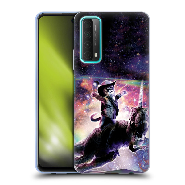Random Galaxy Space Cat Dinosaur Unicorn Soft Gel Case for Huawei P Smart (2021)