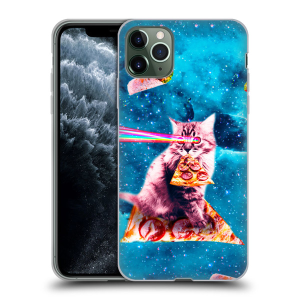 Random Galaxy Space Cat Lazer Eye & Pizza Soft Gel Case for Apple iPhone 11 Pro Max