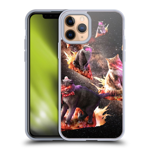 Random Galaxy Space Cat Fire Pizza Soft Gel Case for Apple iPhone 11 Pro