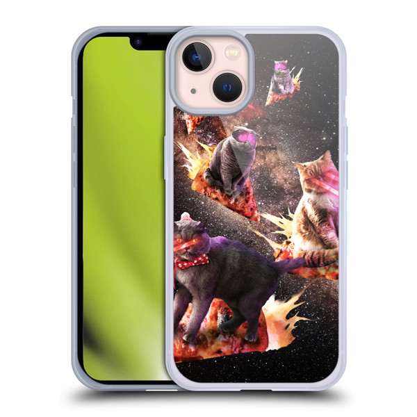 Random Galaxy Space Cat Fire Pizza Soft Gel Case for Apple iPhone 13