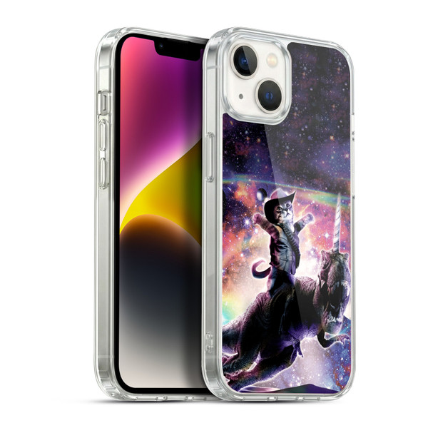 Random Galaxy Space Cat Dinosaur Unicorn Soft Gel Case for Apple iPhone 14 Plus & MagSafe