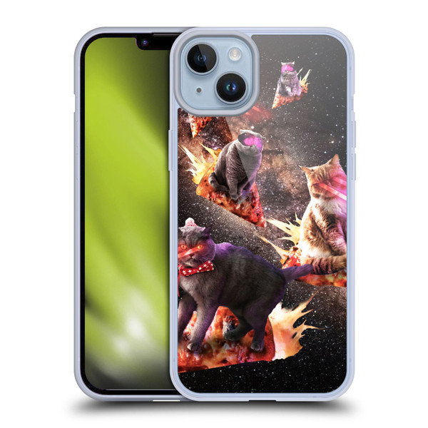 Random Galaxy Space Cat Fire Pizza Soft Gel Case for Apple iPhone 14 Plus