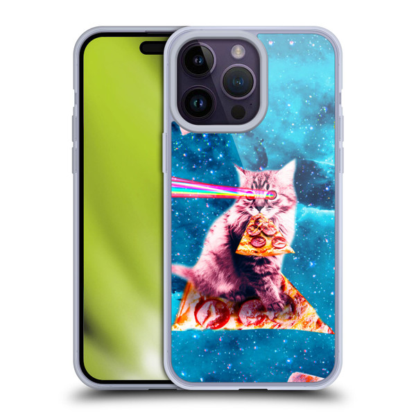 Random Galaxy Space Cat Lazer Eye & Pizza Soft Gel Case for Apple iPhone 14 Pro Max