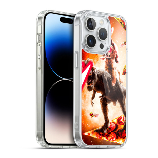 Random Galaxy Space Cat Dinosaur & Dog Lazer Eye Soft Gel Case for Apple iPhone 14 Pro & MagSafe