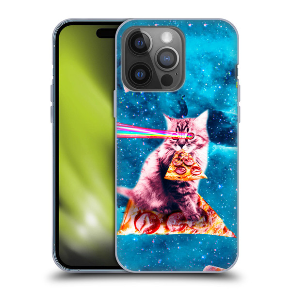Random Galaxy Space Cat Lazer Eye & Pizza Soft Gel Case for Apple iPhone 14 Pro