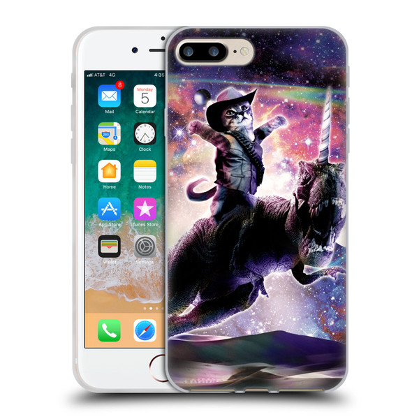 Random Galaxy Space Cat Dinosaur Unicorn Soft Gel Case for Apple iPhone 7 Plus / iPhone 8 Plus