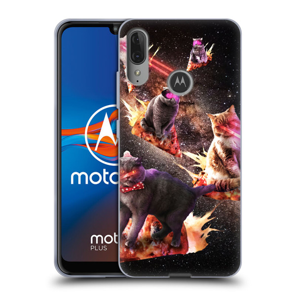 Random Galaxy Space Cat Fire Pizza Soft Gel Case for Motorola Moto E6 Plus