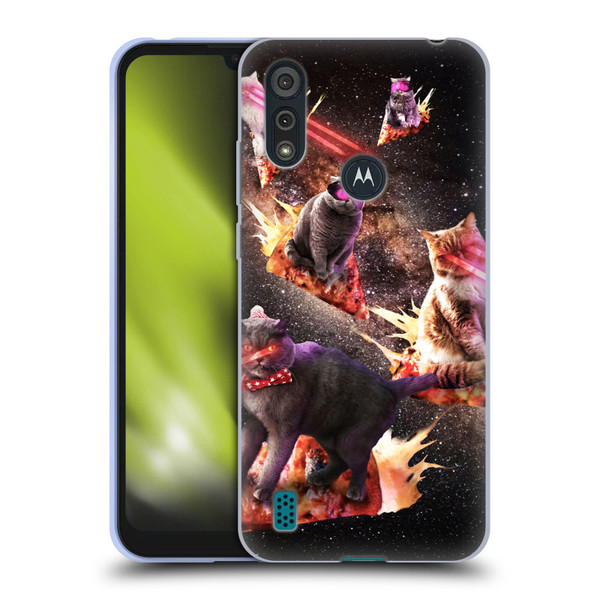 Random Galaxy Space Cat Fire Pizza Soft Gel Case for Motorola Moto E6s (2020)