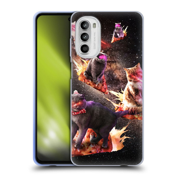 Random Galaxy Space Cat Fire Pizza Soft Gel Case for Motorola Moto G52