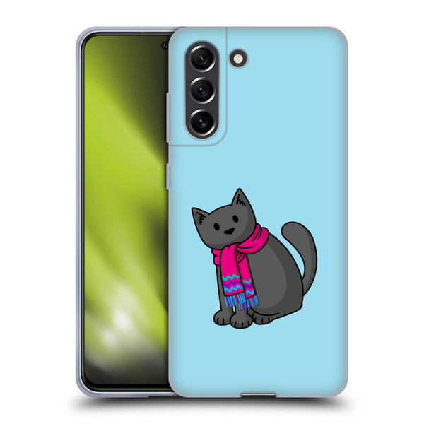 Beth Wilson Doodlecats Cold In A Scarf Soft Gel Case for Samsung Galaxy S21 FE 5G