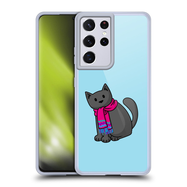 Beth Wilson Doodlecats Cold In A Scarf Soft Gel Case for Samsung Galaxy S21 Ultra 5G
