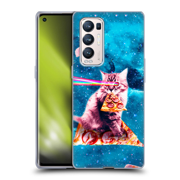 Random Galaxy Space Cat Lazer Eye & Pizza Soft Gel Case for OPPO Find X3 Neo / Reno5 Pro+ 5G