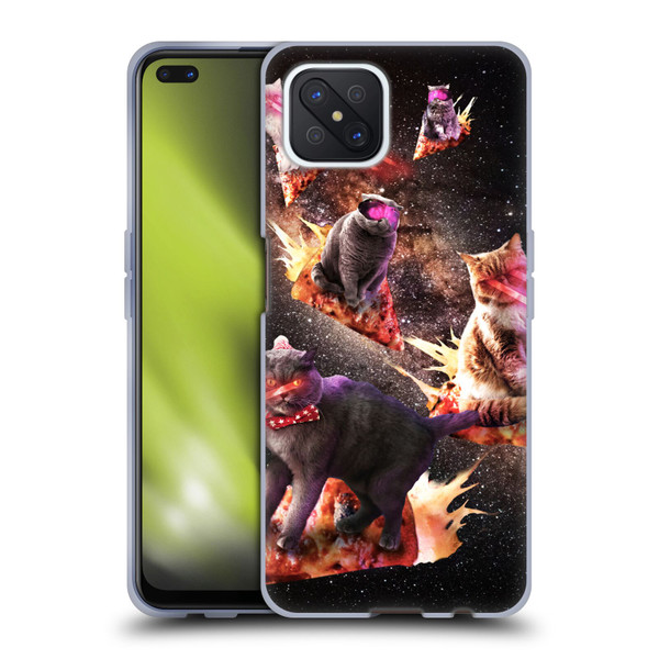 Random Galaxy Space Cat Fire Pizza Soft Gel Case for OPPO Reno4 Z 5G