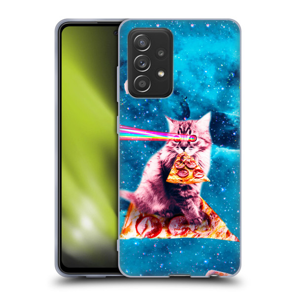 Random Galaxy Space Cat Lazer Eye & Pizza Soft Gel Case for Samsung Galaxy A52 / A52s / 5G (2021)