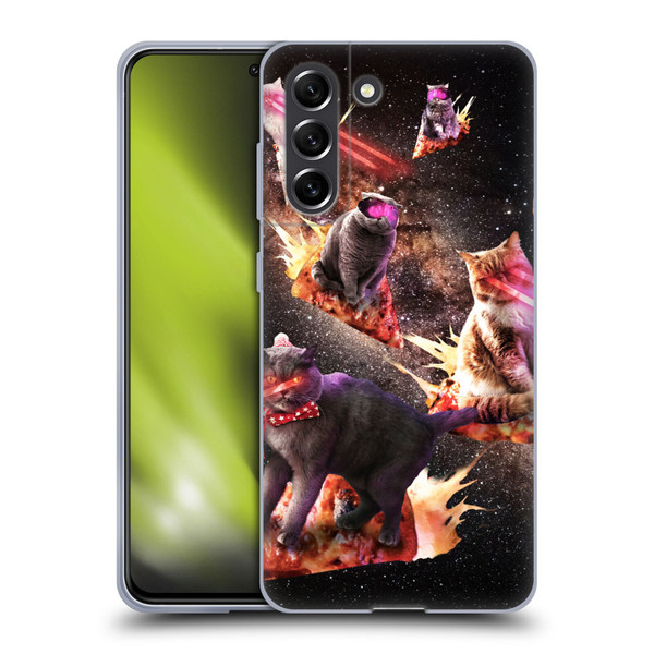 Random Galaxy Space Cat Fire Pizza Soft Gel Case for Samsung Galaxy S21 FE 5G