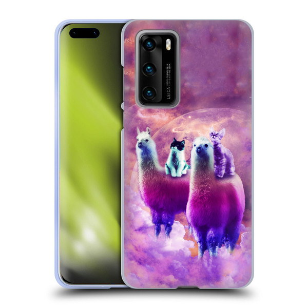 Random Galaxy Space Llama Kitty & Cat Soft Gel Case for Huawei P40 5G