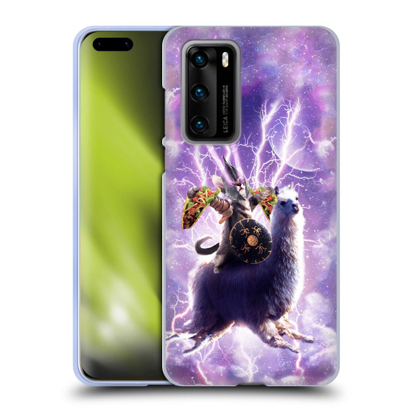 Random Galaxy Space Llama Lazer Cat & Tacos Soft Gel Case for Huawei P40 5G