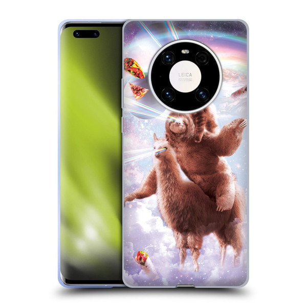 Random Galaxy Space Llama Sloth & Cat Lazer Eyes Soft Gel Case for Huawei Mate 40 Pro 5G