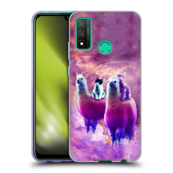 Random Galaxy Space Llama Kitty & Cat Soft Gel Case for Huawei P Smart (2020)