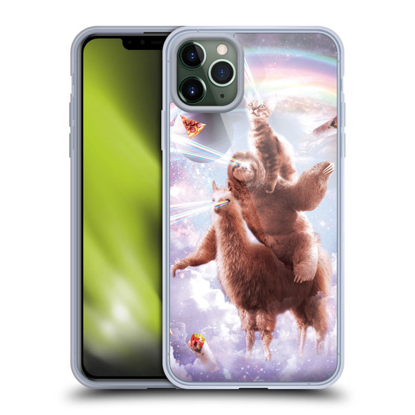 Random Galaxy Space Llama Sloth & Cat Lazer Eyes Soft Gel Case for Apple iPhone 11 Pro Max