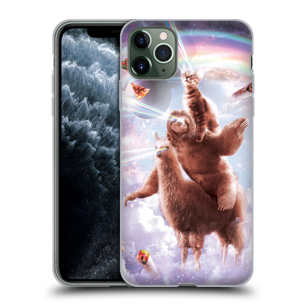 Random Galaxy Space Llama Sloth & Cat Lazer Eyes Soft Gel Case for Apple iPhone 11 Pro Max